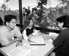Students studying a a table